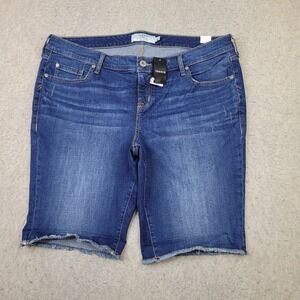 Torrid Bermuda Shorts 10" Mid Rise Womens 18 Blue Dark‎ Wash Raw Hem NEW